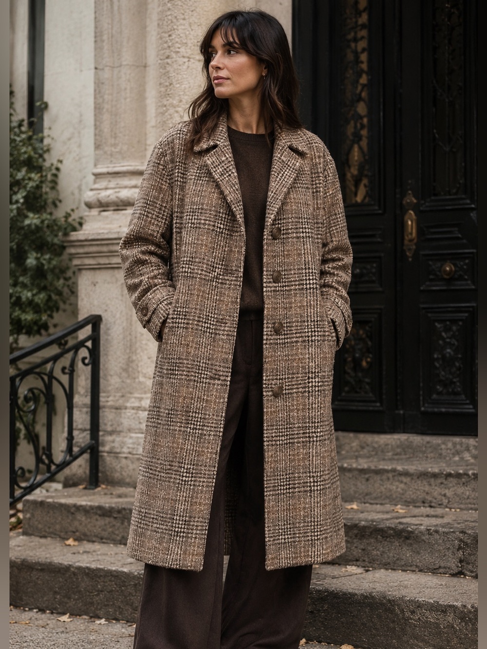 Vintage Plaid Tweed Long Coat Brown Screen Worn Interview With The Vampire